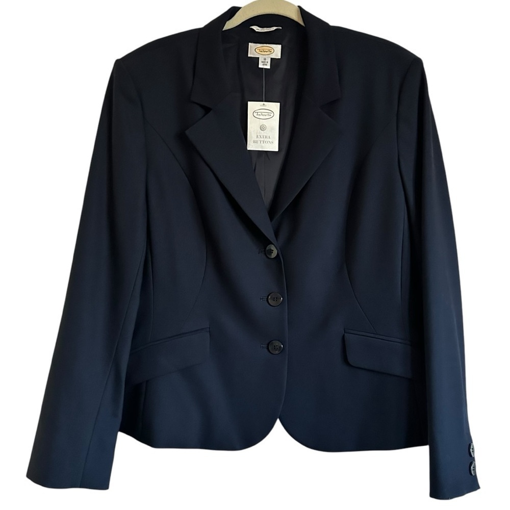 NWT TALBOTS WOOL BLEND NAVY THEEE BUTTON BLAZER SIZE 18